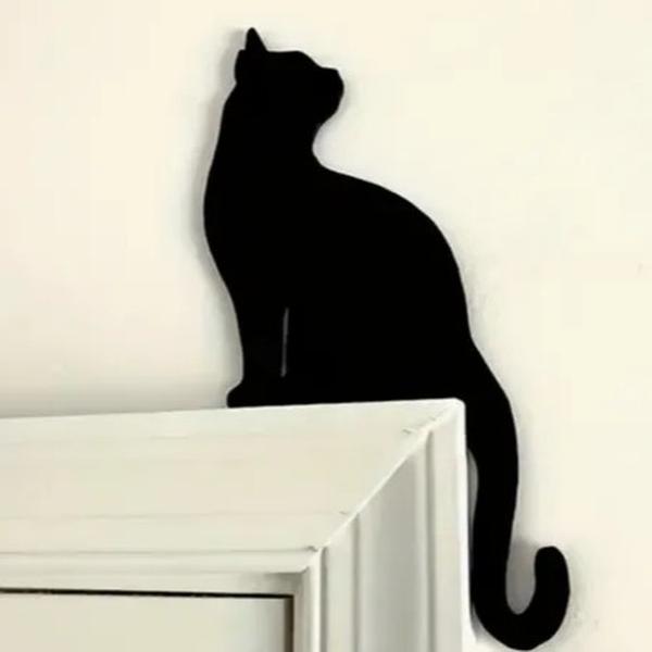 Black Cat Door Topper – Cute Decorative Silhouette for Door Frames